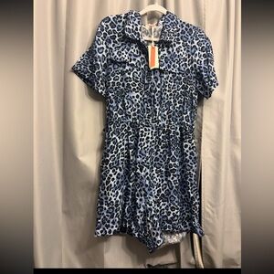 Red marine Amsterdam’s blue leopard romper NWT